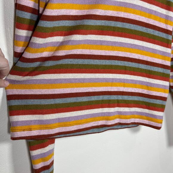 Madewell Striped Puff-Sleeve Scoopneck Top Twee Y2K Multicolor 70s - Picture 8 of 11